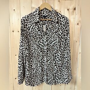 Talbots Leopard Print Blouse - Black and White